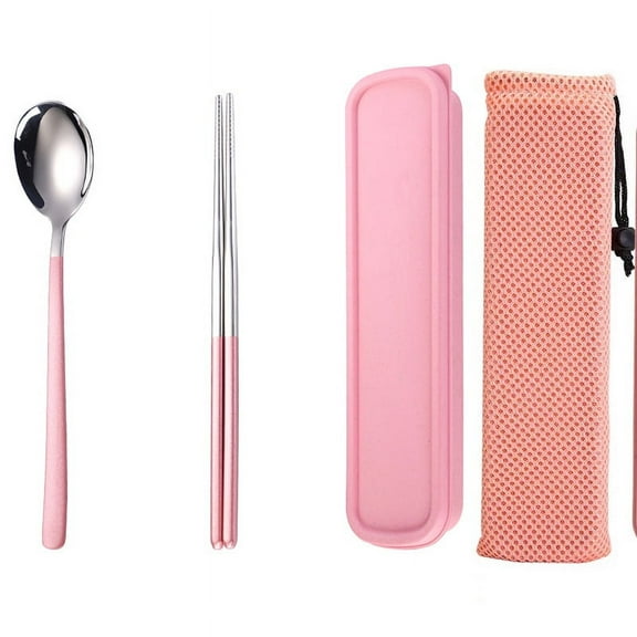 Zhuge 4Piece Silverware Flatware Cutlery Set, Stainless Steel Utensils, Mirror Polished, Dishwasher Safe,Silvery Pink