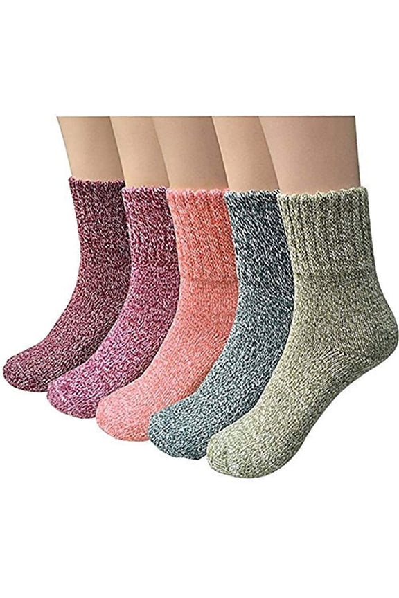 5 Pairs Women's Wool Winter Thermal Boot Thick Insulated Heated Socks For Cold Weather Outdoor Activities