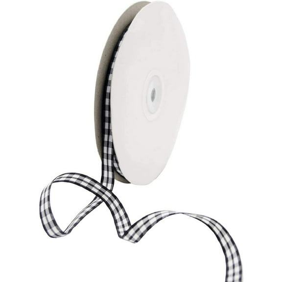 Zhuge 50 Yard Large Buffalo Check Ribbon, Lumberjack Ribbon for Lumberjack Party Supplies and Christmas, Valentine's DIY Craft (Black,0.4")