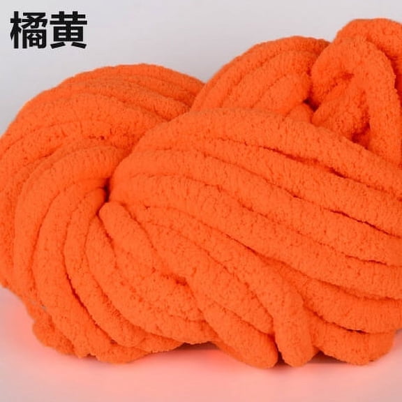 Zhuge 500g Super Soft Chenille Chunky Yarn - Cozy DIY Knitting & Crochet Blanket Yarn - Ideal for Warm ThrowsLight Orange