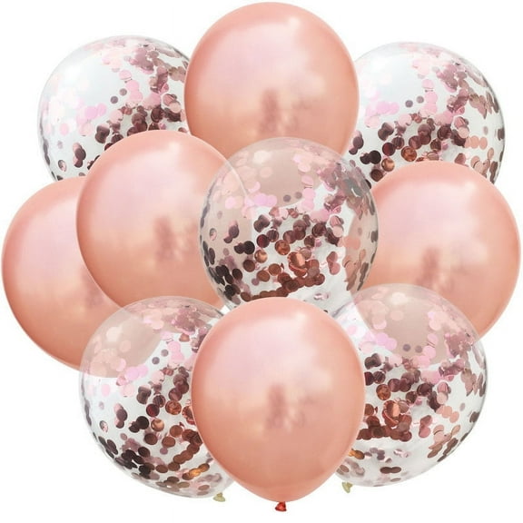 Zhuge 50PCS Light Pink and rose gold Confetti Balloons, Premium 12inch Birthday Party Balloons, Balloons Bulk for Bridal Shower, Graduation Party Decoration