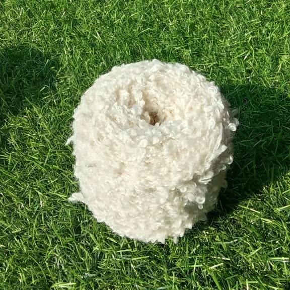 Zhuge 50g (Off white) Soft Plush Wool Acrylic Fancy Loop Yarn, Curly Coil Fiber for Doll Hair Crafting, Crochet & Knitting , Soft Needle Felting Roving for DIY Doll Hair, Crafts & Fiber Art Projects