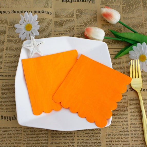 Zhuge 50pcs Napkin 2-Ply Napkins Folded 4.92 x 4.92 Inches Disposable Napkins for Dinner Wedding Birthday Party Bridal Anniversary Reception Event (Orange)