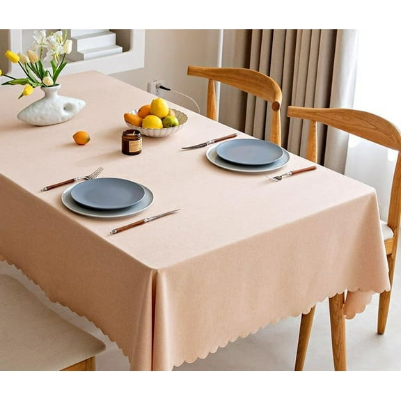 Zhuge 55x78 Inch Rectangle Linen Textured Tablecloth, Waterproof & Wrinkle Resistant Decorative Table Cover for Dining, Banquets & Party Events, Light Pink