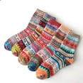 thumbnail image 1 of Zhuge 5Pack Womens Vintage Winter Soft Warm Thick Cold Knit Wool Crew Socks,Multicolor-Heart, 1 of 2