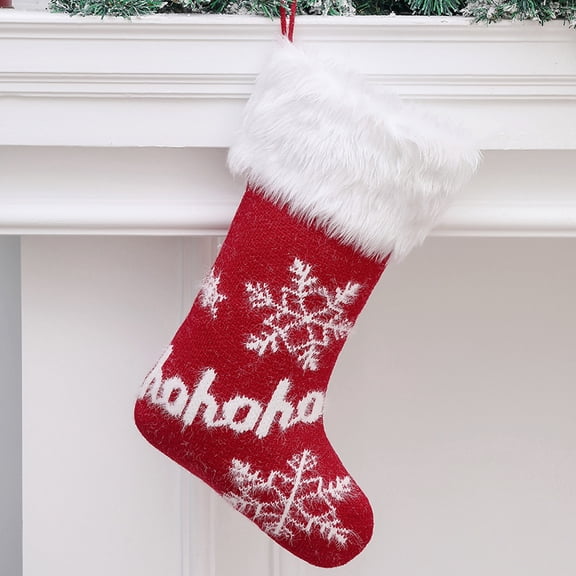 Zhuge 5Pcs 19 Inches Red Velvet with White Super Soft Plush Cuff Monogram Christmas Stockings, Xmas Stockings for Family Holiday Decorations and Xmas Tree FireplaceA