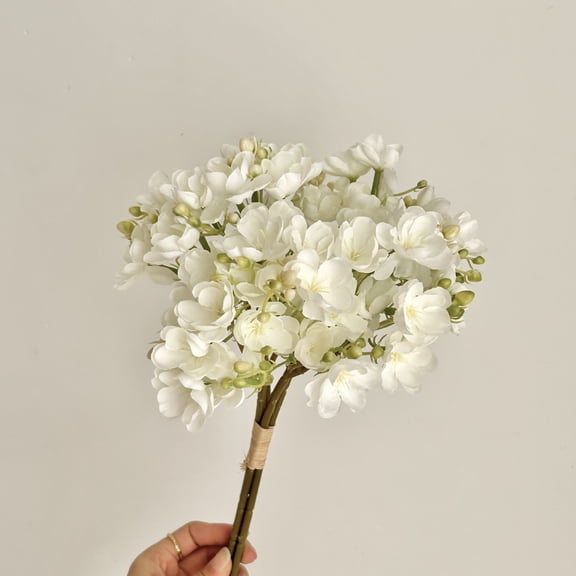 Zhuge 6-Bouquet White Artificial Jasmine Flowers, 15.75" Lifelike Fake Florals, Elegant Decor for Indoor & Wedding Party Use
