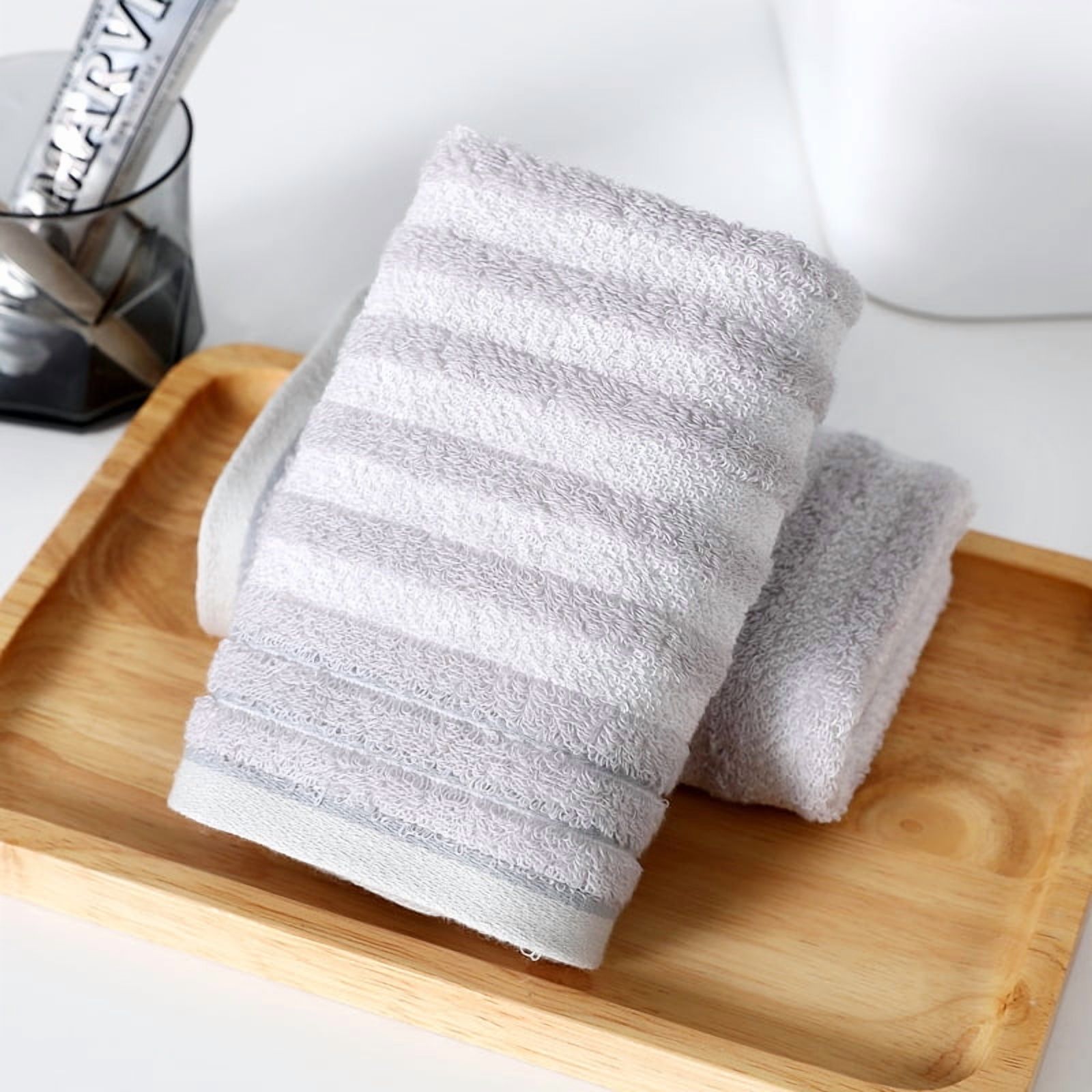 Zhuge 6-Pack Light Gray Quick Dry Face Towels 34×72cm, Premium Cotton Soft Absorbent Washcloths, Reusable Bathroom Towels for Daily Shower & Facial Care