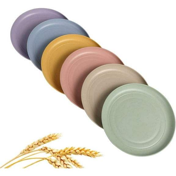 Zhuge 6-Pack Wheat Straw Small Plates Lightweight, Unbreakable, Eco-Friendly Dinnerware