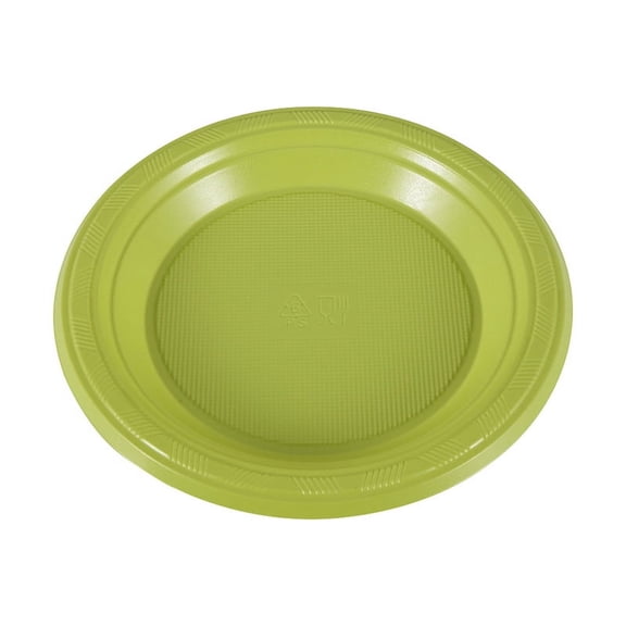 Zhuge 60Pcs 7in Plastic Dinner Plates, Disposable Plates Bulk Pack, Party Plates for BBQ, Picnic, Parties, Travel and Events, Microwavable RecyclableGreen B