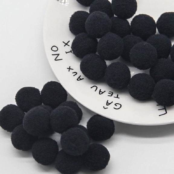 Zhuge 63 Pieces 10mm Small Fuzzy Balls for DIY Craft Projects, Bulk Soft Fluffy Craft Balls for Art Creation, Hobby Supplies & Christmas Holiday Party Decorations, Black