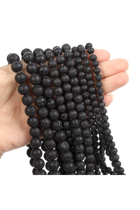 6mm Natural Stone Bead DIY Jewelry Accessories Personalized Black Volcanic Stone Natural Stone Semi finished Bracelet, Necklace Jewelry Accessories
