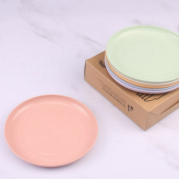 Zhuge 6pcs 5.9 Inches Lightweight Mini Wheat Straw Plates,Reusable Plate Set Dishwasher & Microwave Safe,Unbreakable Deep Dinner Plates,They are easy to clean,Color random