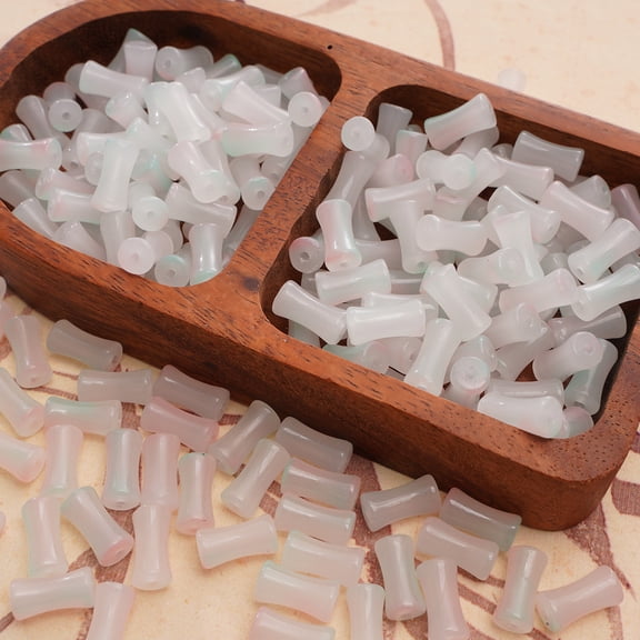 Zhuge 6x12mm Bamboo Texture Glass Beads 120pcs, Loose Bead Set for Handmade Jewelry, Bracelets, Necklaces, Hair Pins & Tassel Craft Supplies, S18