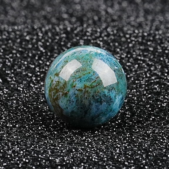 Zhuge 7 Pcs 0.79 Inch Banded Quartz Crystal Sphere, Feng Shui Chakra Aura Decor for Home Desk & Collection, Dark Green Agate