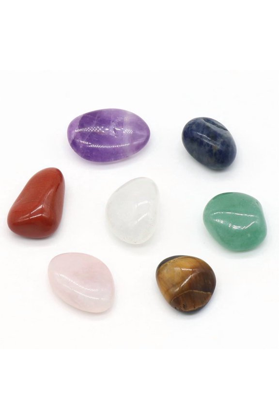 7-piece set natural chakra stone, crystal stone, irregular colored rolling stone, healing crystal stone, home decoration stone