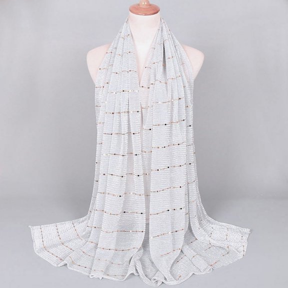 Zhuge 70.9*25.6in Women's Sparkly Sequin Shawl Wrap, Lightweight Glitter Scarf Perfect for Evening Dresses Formal Occasions, Light Grey