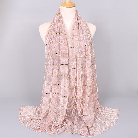 Zhuge 70.9*25.6in Women's Sparkly Sequin Shawl Wrap, Lightweight Glitter Scarf Perfect for Evening Dresses Formal Occasions, Light Pink