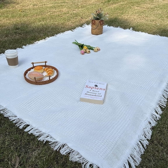 Firefly Hope 70.9*51.2in Splash-Proof Foldable Picnic Rug, Compact Outdoor Blanket Great for Camping Journeys, Beach Escapes & Picnic Get-Togethers, White A
