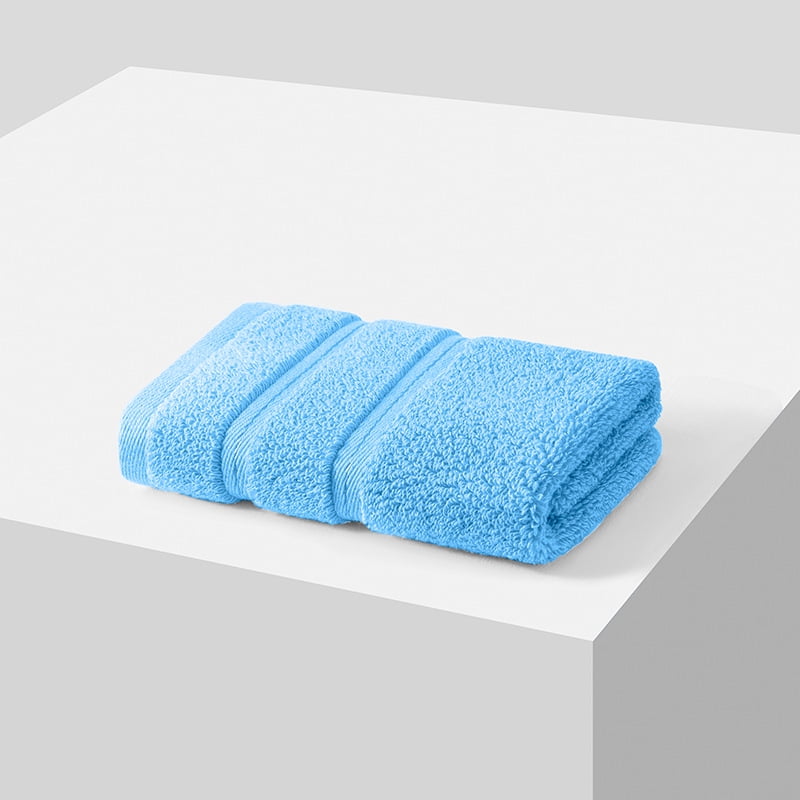 Zhuge 8 Pack Cotton Washcloths 13.4x13.4 Inches, Large Soft Absorbent Bath Face Cloths Set for Bathroom & Daily Facial Cleansing Use, Light Blue