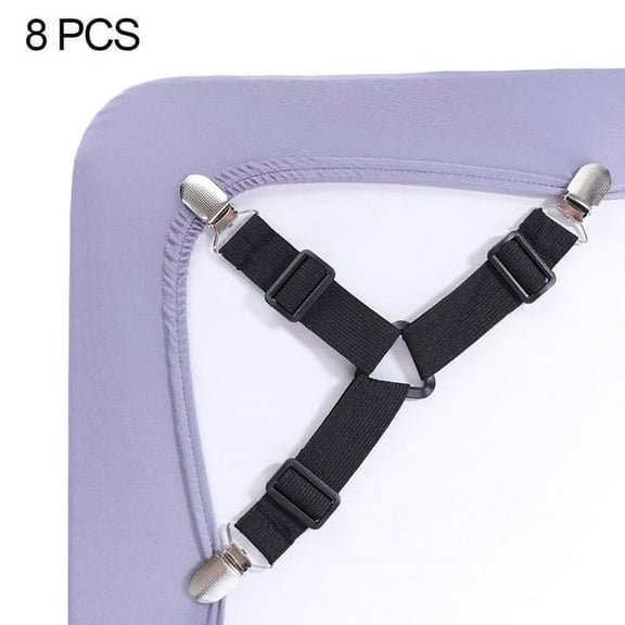Zhuge 8-Piece Adjustable Bed Sheet Suspenders - Elastic Triangle Clips for Mattress Covers & Sofa Cushions