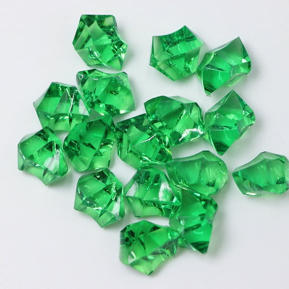 Zhuge 825PCS（1.1 lb） Dark Green Fake Ice Rocks, Acrylic Gems Crystals Plastic Diamonds for Vase Fillers & Wedding Party Decor