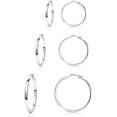 thumbnail image 1 of XmhyTop 925 Sterling Silver Hoop Earrings, Lightweight, Hypoallergenic, 20mm, 30mm, 40mm, 3 Pairs, 1 of 2
