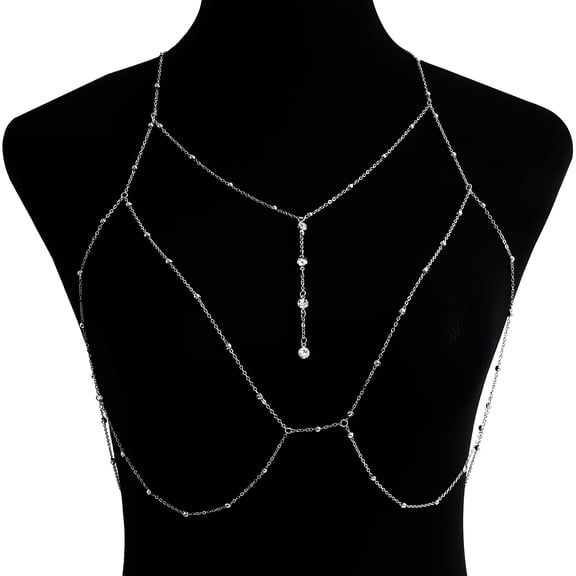 Zhuge Adjustable Boho-Chic Body Chain, Single Piece Trendy Body Jewelry Necklace for Summer Beach, Party & Festival Wear,A03