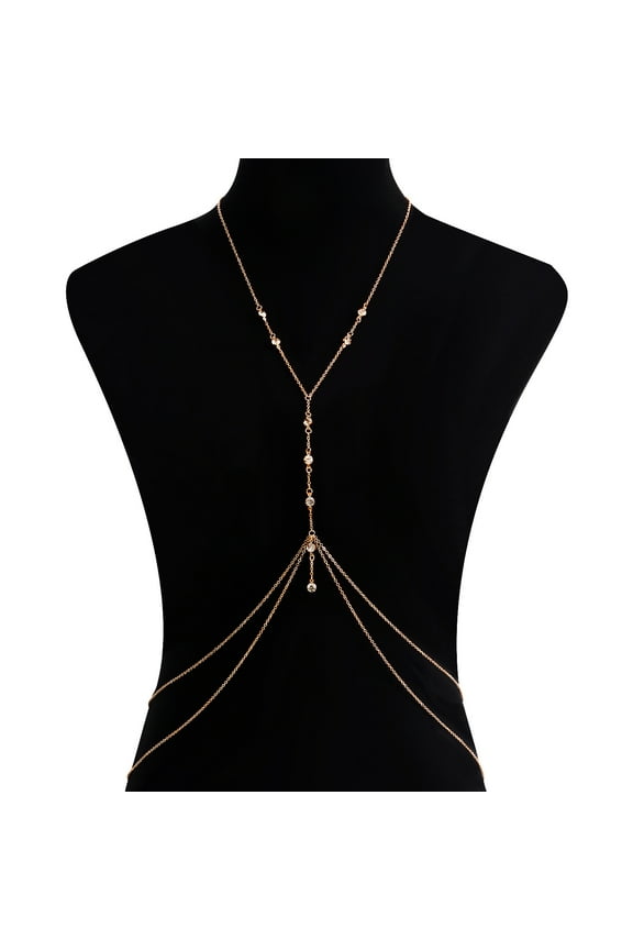 Adjustable Boho-Chic Body Chain, Single Piece Trendy Body Jewelry Necklace for Summer Beach, Party & Festival Wear,A07