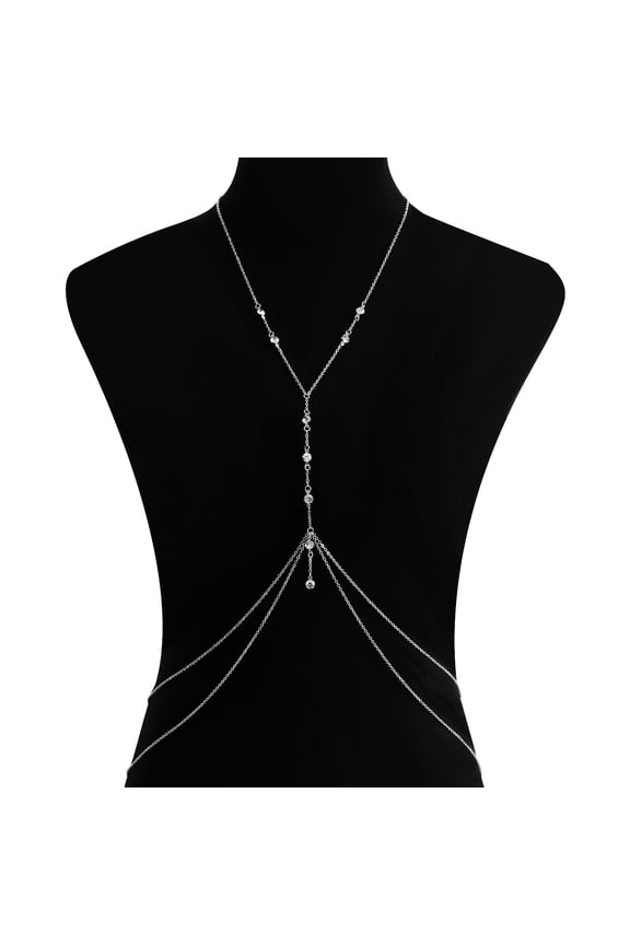 Adjustable Boho-Chic Body Chain, Single Piece Trendy Body Jewelry Necklace for Summer Beach, Party & Festival Wear,A09
