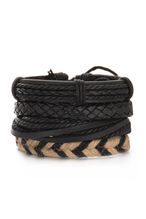 Adjustable Braided Leather Cuff Bracelet, Stylish Handwoven Wristband for Daily & Casual Wear-C21