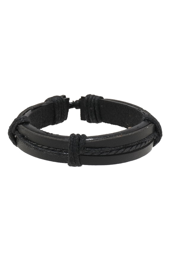 Adjustable Braided Leather Cuff Bracelet, Stylish Handwoven Wristband for Daily & Casual Wear-C27