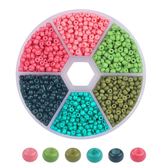 Zhuge Approx 1900 Pieces 3mm Small Glass Seed Beads Set, 6 Assorted Colors Tiny Beading Supplies with Storage Box for DIY Bracelet & Jewelry Making, Mixed colors H