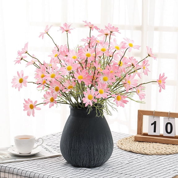 Zhuge Artificial Flowers 12 Bundles Artificial Silk Daisy Fake Flowers UV Resistant Outdoor Fake Wildflowers with Stems Greenery Shrubs Plants Arrangements for Home Garden for Decoration (Pink)