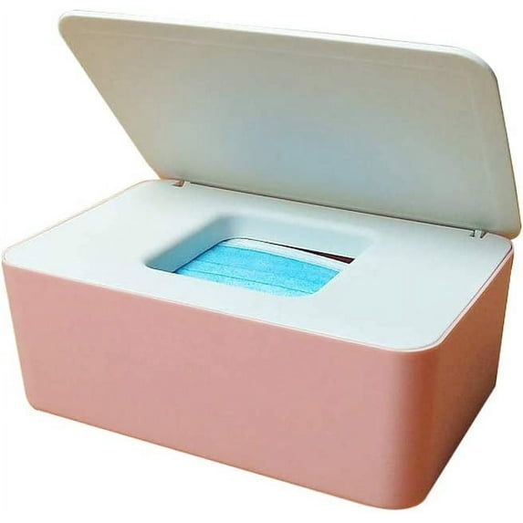 Zhuge Baby Wipes Dispenser, Baby Wipes Case Holder Keeps Diaper Wipes Fresh Non-Slip Wipe Container Three-Layer Seal Design Prevent Moisture Loss (Pink/White)