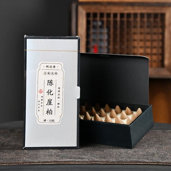 Zhuge Backflow Incense Cones for Waterfall, Set of 32 Waterfall Incense Cones Scented for Indoor Air Purification at HomeChenhua Cliff Cypress C