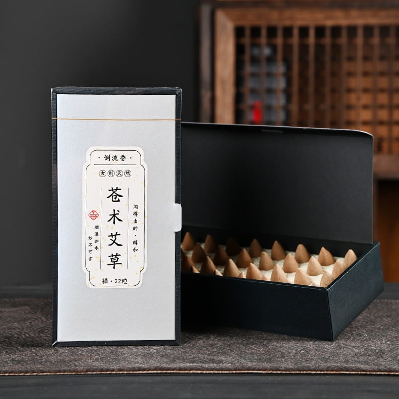 Zhuge Backflow Incense Cones for Waterfall, Set of 32 Waterfall Incense Cones Scented for Indoor Air Purification at Home，wormwood C