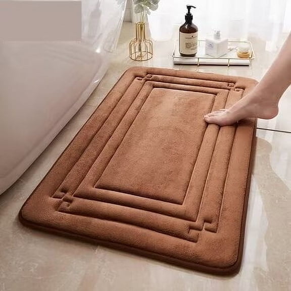 Zhuge Bathroom Rug Mat , Non-Slip Plush Shaggy Bath Carpet, Machine Wash Dry, Dark Brown 01,16*24inch