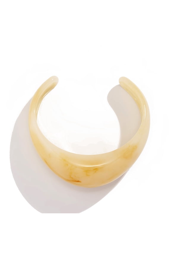 Beige Adjustable Open-Cuff Bold Acrylic Resin Bangle, Single Piece Statement Chunky Cuff Bracelet with Glossy Finish