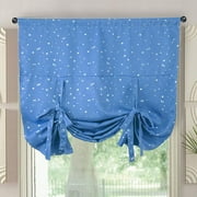 Zhuge Blackout Tie Up Shade Window Curtains Star Pattern Darkening Thermal Insulated Window Curtain Adjustable Balloon Curtain for Small Window Rod Pocket 46"x63",Sky Blue