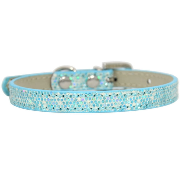 Zhuge Blue XS Size Adjustable Rhinestone PU Leather Pet Collar, Bling Collar for Cats & Dogs,1 Pc