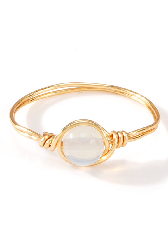 Bohemian Energy Crystal Ring - Size 9, Handcrafted Adjustable Wire Wrap with Natural Irregular Gemstone,1 Piece,Style C,White A