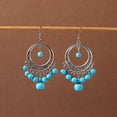 thumbnail image 1 of Zhuge Bohemian Handcrafted Turquoise Drop Dangle Earrings, 1 Pair Lightweight Boho Statement Jewelry,B23, 1 of 2
