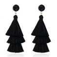 thumbnail image 1 of Zhuge Bohemian Tassel Earrings Dangle Drop Tiered Tassel Stud Earrings Colorful Layered for Women（Black）, 1 of 4