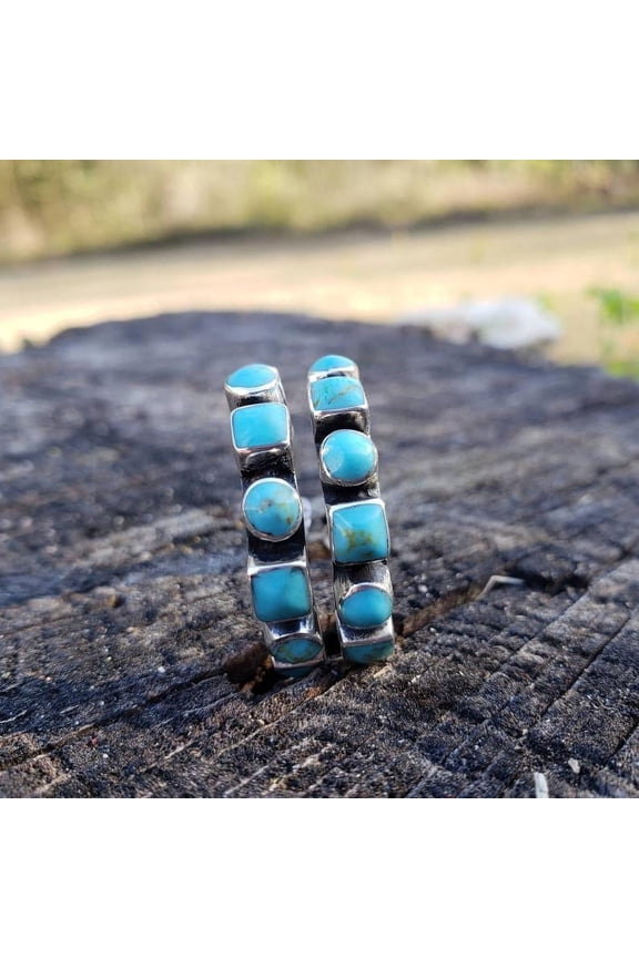 Boho Turquoise Dangle Drop Earrings for Women, Ethnic Bohemian Vintage Hippie Jewelry Gift(Blue)