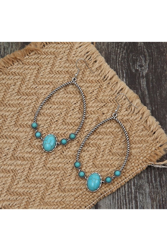 Boho Turquoise Dangle Drop Earrings for Women, Ethnic Bohemian Vintage Hippie Jewelry Gift(Blue)