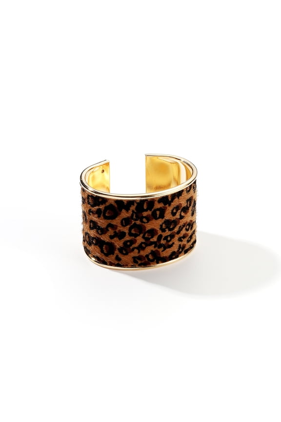 Bold Leopard Print Wide Acrylic Bangle, Single Piece Statement Jewelry with Trendy Animal Print Flair ,L01