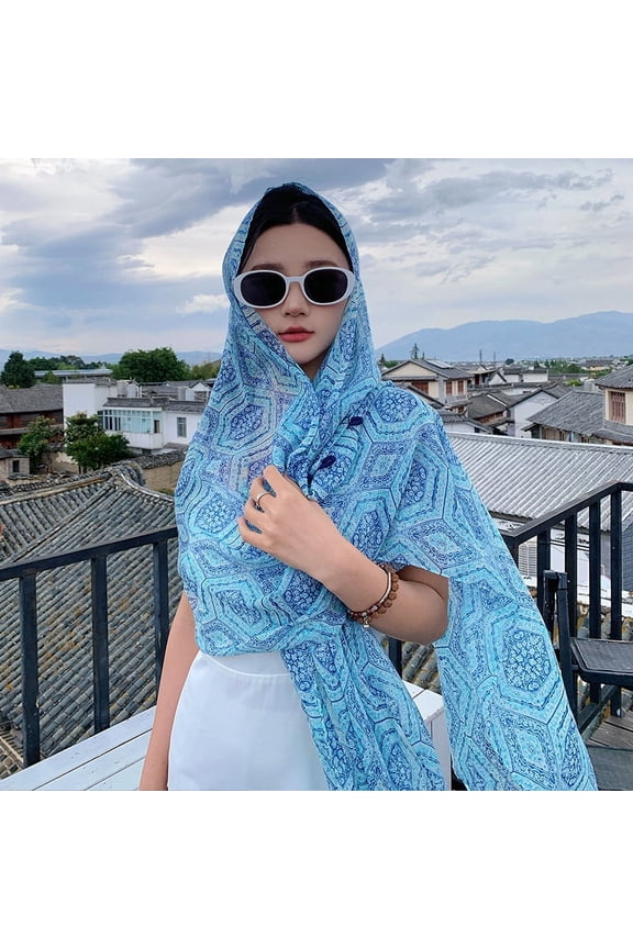 Buttons Jacquard voile Women Wrap Shawl Scarves,H