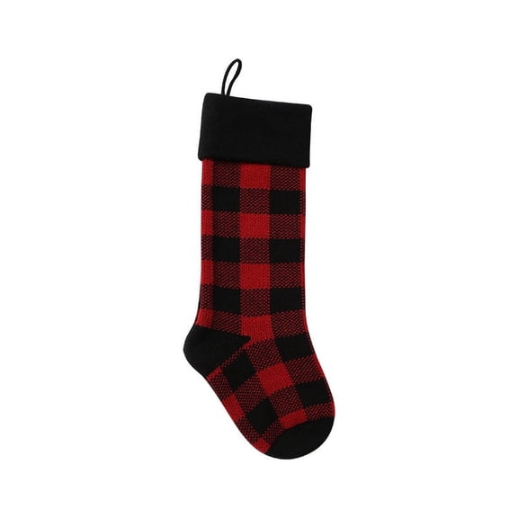 Zhuge Christmas Stockings, 6 Pack 18 inches Knitted Knit Stripe Rustic Holiday Decorations, goodie Bags for Family and Friends,Black Red
