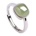 thumbnail image 2 of Classic Round Cut Natural Green Topaz Gemstone Ring – Silver Plated Copper Band – Sizes 6-10 By Luckyshine 2 of 5